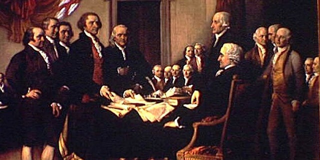 Signing of the Constitution by the Founding Fathers.