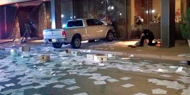 Michael Chadwick Fry was detained at right after crashing his pickup truck into the side of the Fox 4 station building in downtown Dallas on Wednesday.
