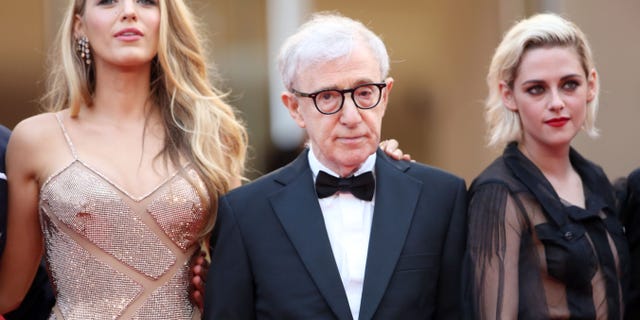 Actress Blake Lively, left, director Woody Allen and actress Kristen Stewart arrive on the red carpet for the screening of the film Cafe Society and the Opening Ceremony at the 69th international film festival, Cannes, southern France, Wednesday, May 11, 2016.