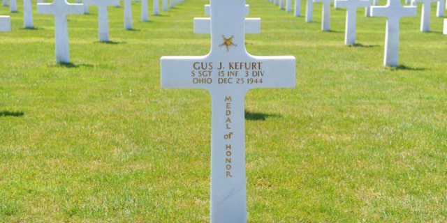 The headstone of Medal of Honor recipient Staff Sgt. Gus J. Kefurt, a soldier assigned to the 15th Infantry Regiment, 3rd Infantry Division and a native of Youngstown, Ohio, stands among the 5,255 other Soldiers buried at Epinal American Cemetery in France. (www.army.mil)