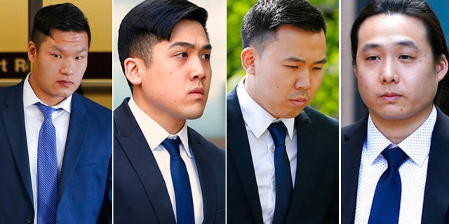 From left to right: Raymond Lam, Sheldon Wong, Kenny Kwan and Charles Lai were sentenced to jail time Monday.