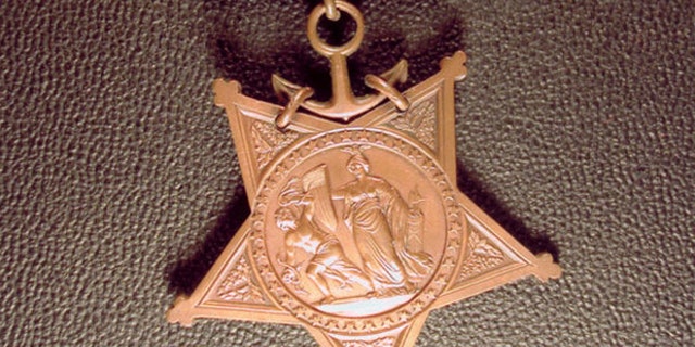 The Navy Medal for Emil Fredreksen ceremony in Seattle, Washington. (Evergreen-Washelli Memorial Park)
