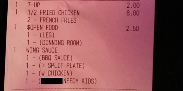 Joseph Gibson's profanity-laced receipt from Friendly's Sports Bar & Grill in St. Louis.