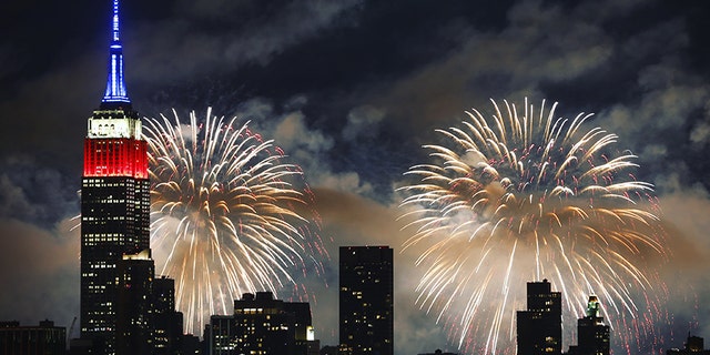 Fireworks light up the sky over New York City, July 4.