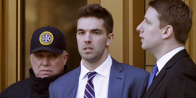 Billy McFarland, the promoter of the failed Fyre Festival in the Bahamas, leaves federal court after pleading guilty to wire fraud charges, Tuesday, March 6, 2018, in New York.