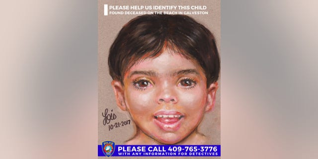 The Galveston Police Department released a sketch of a young boy whose body was found on a Galveston beach on Friday.