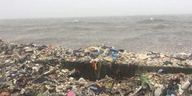Waves of garbage are seen in the Philippines' Manila Bay.