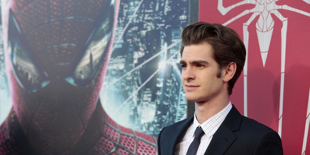 July 3, 2012. Andrew Garfield poses at the premiere of "The Amazing Spider-Man" at the Regency Village theatre in Los Angeles, California.