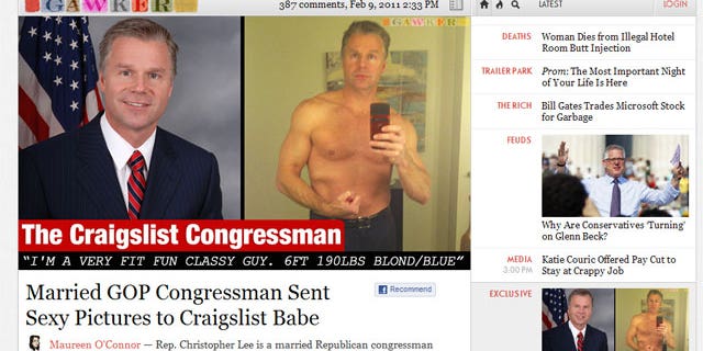 Rep. Christopher Lee resigned after the gossip site Gawker published a story claiming he sent a shirtless photo of himself to a woman on Craigslist. (Gawker)