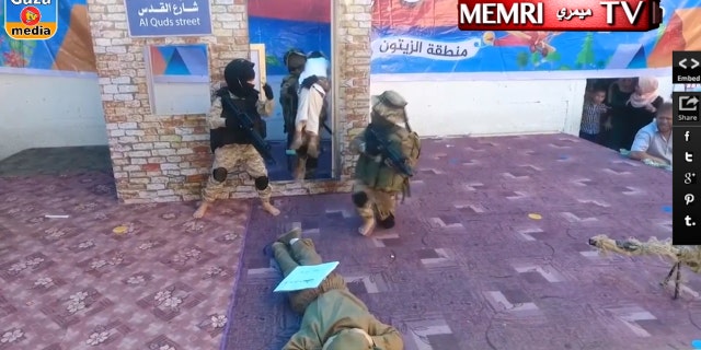 The video purportedly was recorded during a ceremony in May at the Al-Hoda preschool in Gaza.