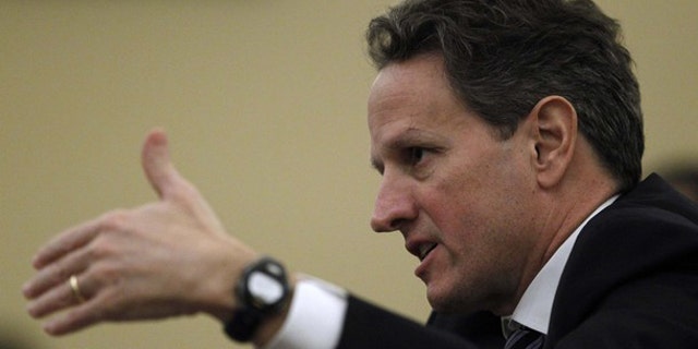 Treasury Secretary Tim Geithner testifies at a House Ways and Means Committee hearing on Capitol Hill Feb. 15.