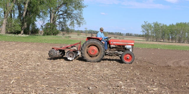 Gene Hanson has plowed numerous messages into his bean field.