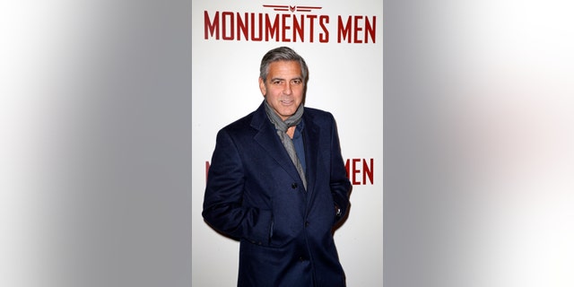 february 12, 2014. Actor George Clooney arrives arrives for the French premiere of the film "The Monuments Men" in Paris.