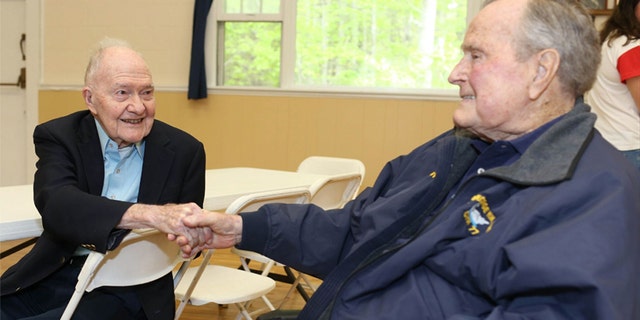 George H.W. Bush was pictured Saturday at a pancake breakfast.