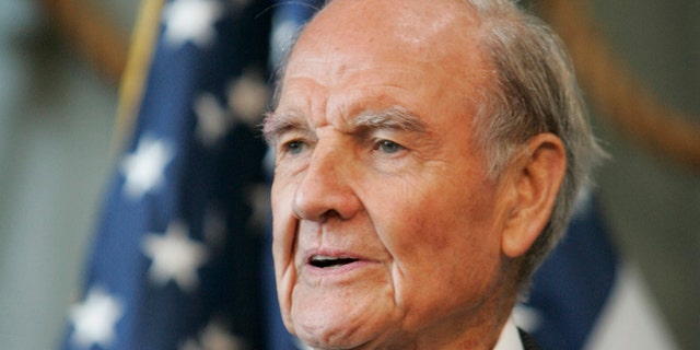 April 18, 2009: In this file photo former Sen. George McGovern delivers remarks at the National World War II Museum in New Orleans.