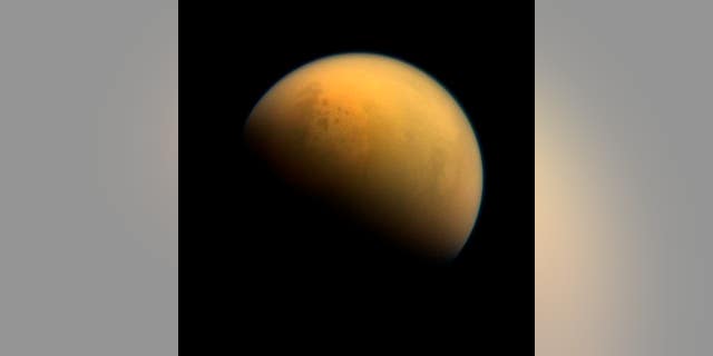 NASA image shows the hazy atmosphere of Saturn's largest moon, Titan.