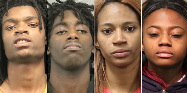 Tesfaye Cooper, left, Jordan Hill, Tanishia Covington and Brittany Covington were each charged with a hate crime.