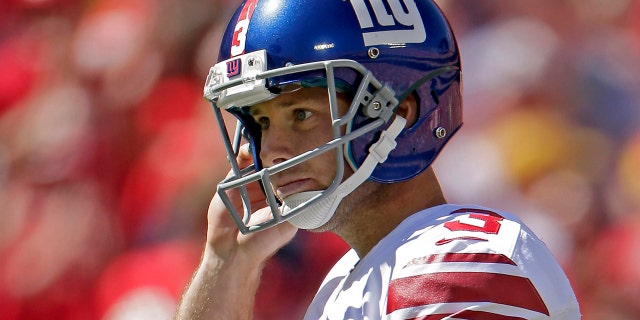 Sept. 29, 2013: New York Giants kicker Josh Brown reacts after missing a field goal during the first half of an NFL football game against the Kansas City Chiefs at Arrowhead Stadium in Kansas City, Mo.