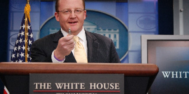 Robert Gibbs in the White House Briefing Room