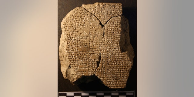 This clay tablet in inscribed with one part of the Epic of Gilgamesh. It was most likely stolen from a historical site before it was sold to a museum in Iraq.