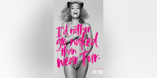 X-Files' actress Gillian Anderson poses nude in an anti-fur ad campaign for PETA.  (PETA)