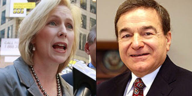 Shown here are New York Sen. Kirsten Gillibrand, left, and opponent Joe DioGuardi.