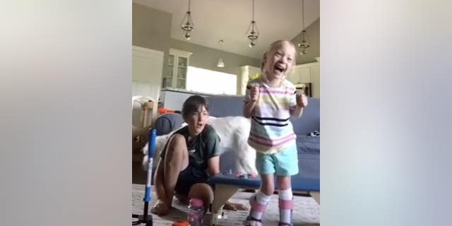 A little girl with cerebral palsy took her first steps this week, and her reaction was priceless.
