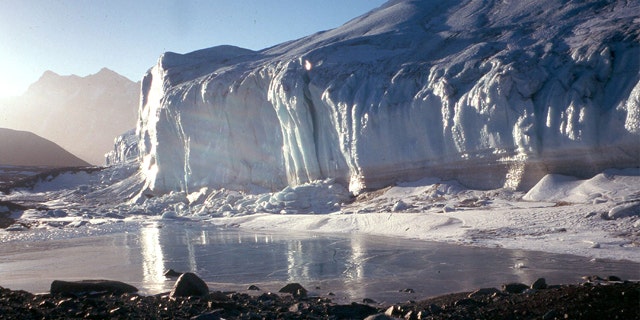 Sunlight plays off the Canada Glacier in the Wrigth Valley, one of the McMurdo Dry Valleys.
