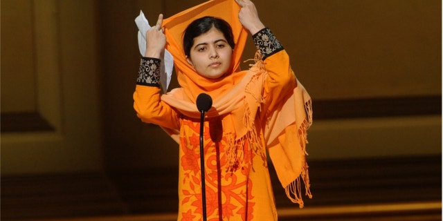 Nov. 11, 2013: Education activist Malala Yousafzai accepts The Women of the Year Fund Honoree Award on stage at the 2013 Glamour Women of the Year Awards in New York.
