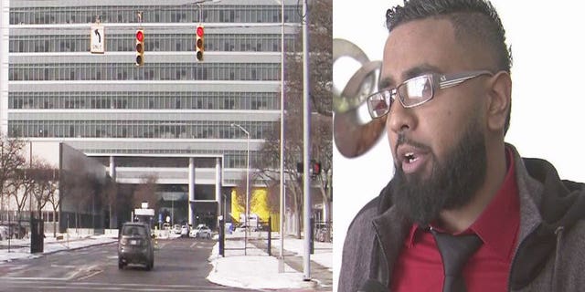The General Motors Technical Center, left, where Didarul Sarder, right, stopped a stabbing attack.