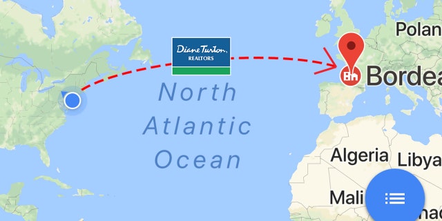 The sign made the nearly 3,700 mile journey from the Jersey Shore to Bordeaux, France.