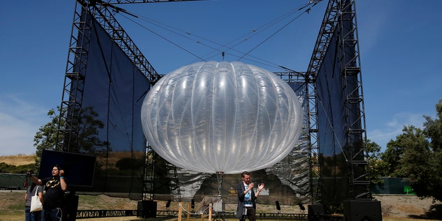A Project Loon internet balloon at the Google I/O 2016 developers conference in Mountain View, Calif., May 19, 2016. (REUTERS/Stephen Lam)