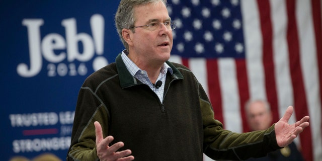 Republican presidential candidate, former Florida Gov. Jeb Bush speaks during a campaign stop at Sturm, Ruger & Co. Inc., Thursday, Jan. 21, 2016, in Newport, N.H. (AP Photo/John Minchillo)