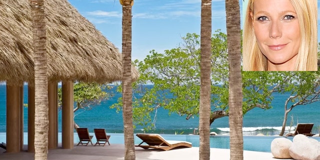 The villa is situated on the beach and has two outdoor infinity edged pools that interconnect and appear to spill directly into the Pacific Ocean.
