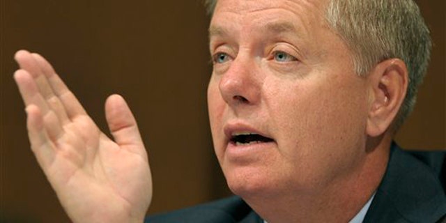 FILE: June 29, 2010: Sen. Lindsey Graham is shown here questioning Supreme Court nominee Elena Kagan on Capitol Hill, in Washington, D.C.