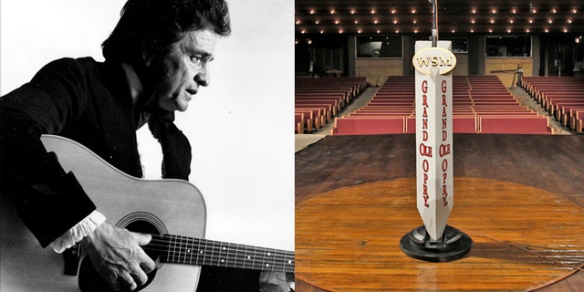 The center of the Grand Ole Opry House stage is the center of attention after it was set back in place on Wednesday, Aug. 25, 2010 in Nashville, Tenn. The circle, taken from a part of the old stage from the Opry's former home at Ryman Auditorium, was put back in place Wednesday after the rest of the stage was restored following flooding in May that left the stage submerged under 46 inches of water. (AP Photo/Mark Humphrey)