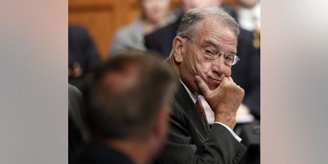 Sen. Chuck Grassley, R-iowa, looks at Sen. Lindsey Graham, R-S.C. , during a markup hearing of the Senate Judiciary Committee on July 20, 2010. (AP)