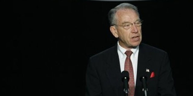 In this June 26, 2010, photo, Sen. Charles Grassley speaks to delegates during the Iowa Republican Party state convention in Des Moines.