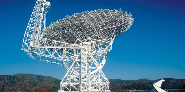 The Green Bank Telescope in West Virginia. The 330-foot-wide (100 meters) radio dish is searching for possible signals from intelligent aliens as part of the $100 million Breakthrough Listen project.