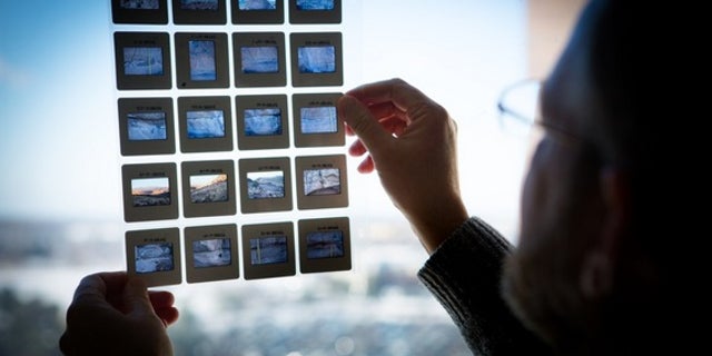 Kodachrome slides, held by geologist Greg Valentine of the University of Buffalo, show images of geologic formations associated with the supereruption of the Silver Creek caldera.