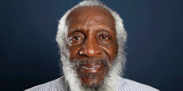 Comedian and activist Dick Gregory poses for a portrait during the PBS TCA Press Tour in Beverly Hills, Calif., in 2012.   (Photo by Matt Sayles/Invision/AP, File)