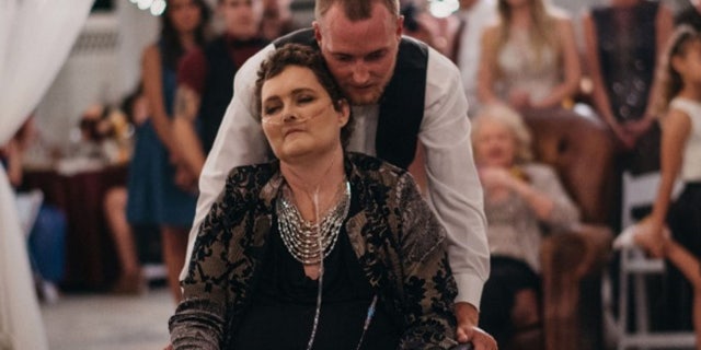 Tyler Crosby and his mother, Dot, share a dance at his wedding.