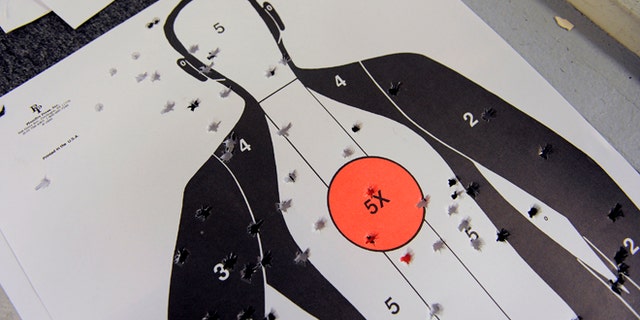 FILE: Dec. 15, 2012: A target from a commercial gun range in Sarasota, Florida.