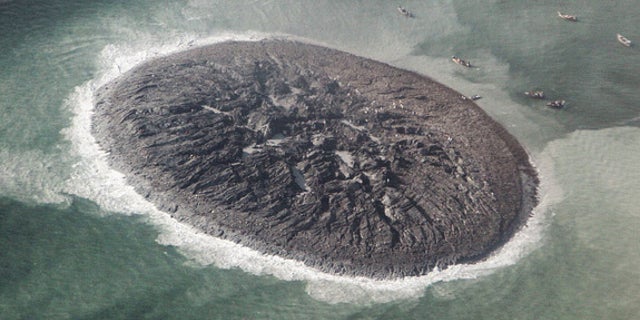 An aerial photo from Pakistan's National Institute of Oceanography suggests the new island is 60 to 70 feet (15 to 20 meters) tall.