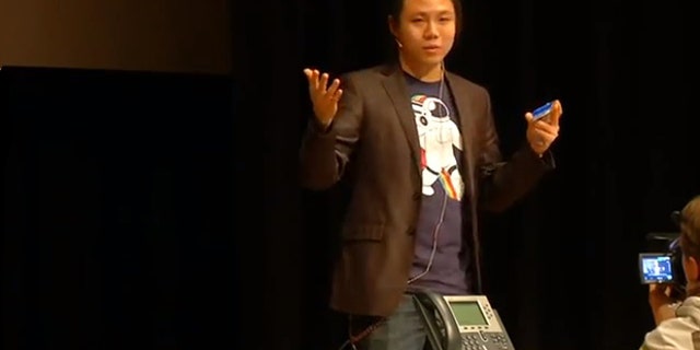 Columbia University graduate student Ang Cui demonstrates a serious vulnerabilities in Cisco VoIP phone technology.