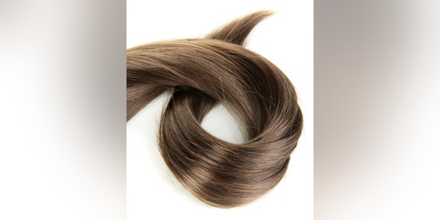 Shiny brown hair isolated on white