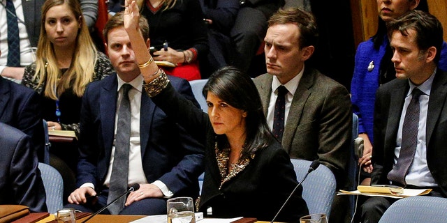 U.S. Ambassador to the U.N., Nikki Haley, was the lone raised hand voting no on the Egyptian-sponsored resolution that demands President Trump rescind his declaration that Jerusalem is the capital of Israel.