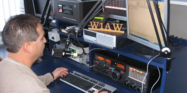 Nov. 16, 2011: Joe Carcia mans the mic at W1AW at the American Radio Relay League Headquarters in Newington, CT.