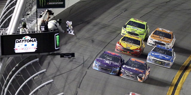 Bubba Wallace and Denny Hamlin battle to the finish of the Daytona 500.
