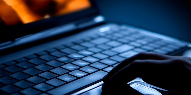 Sex on laptop computer. Pornography
